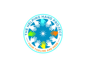 bunch of hands are in helping positions for social charity logo	
