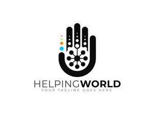 world globe inside hand palm showing helping and caring global	