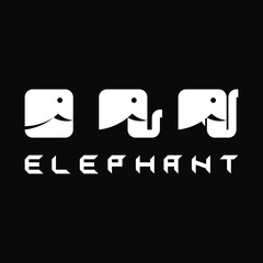 Three Elephant Heads Logo. Elephant Logo. Animal Logo. Head logo. Black and White. For Logo,Icon,Symbol and sign