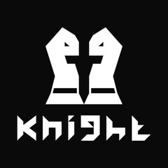 Obraz premium Knight Logo. Horse Chess and Sword logo. Negative Space Logo. Black and White. For Logo,Icon,Symbol and sign