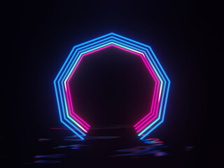 3D rendered gradient glowing neon frame