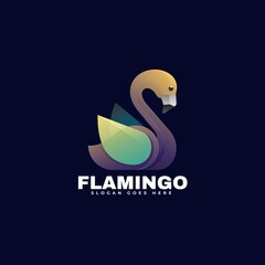 Vector Logo Illustration Flamingo Gradient Colorful Style.
