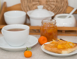 Orange jelly on the toasts