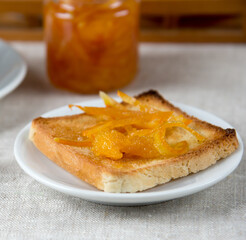 Orange jelly on the toasts