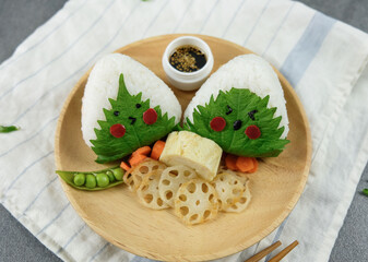 Homemade Japanese cuisine / Shiso Onigiri / Delicious and healthy meal for light eater and weight watcher