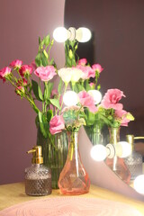 still life with pink roses
