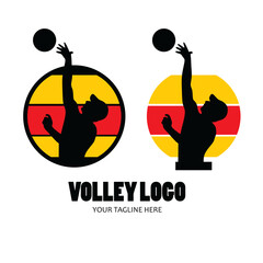 Set of volleyball logo design vector silhouettes collection