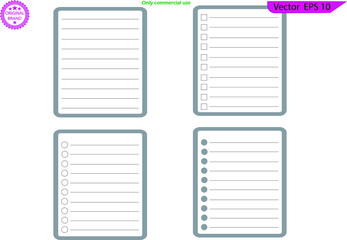 Daily planners set. Weekly class schedule template. Organizer planner and schedule with place for Notes. Cute hand drawn blank paper sheet set, sticky note template, text box banner frame, flat design