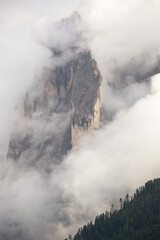The northern side of Sasso Lungo at sunset from the Val Gardena area