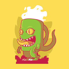 T-Rex coffee cup character vector illustration. Animal, funny, inspiration design concept.