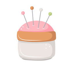 needle holder with a jar. vector illustration in cartoon style