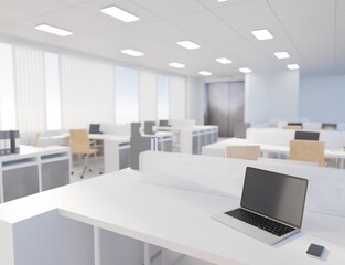 Place of work office room scene 3D rendering interior wallpaper backgrounds