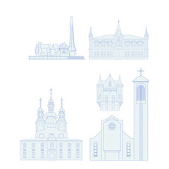 Obraz premium Church castles and monuments vector icons