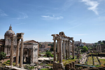 Fototapeta na wymiar roman forum, ruins of the ancient city of rome, italy