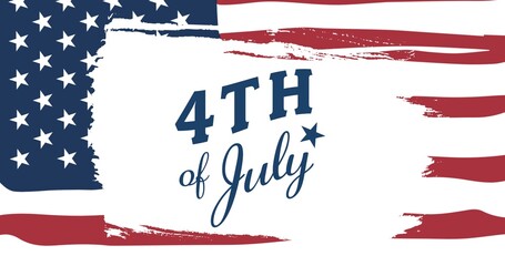Composition of 4th of july text over american flag