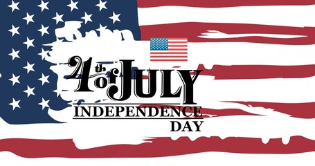 Composition of fourth of july independence day text over american flag