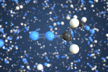 Diazomethane molecule, conceptual molecular model. Chemical 3d rendering