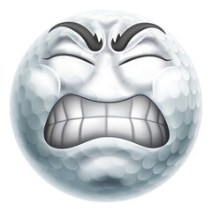 Angry Mad Golf Ball Hate Emoticon Cartoon Face