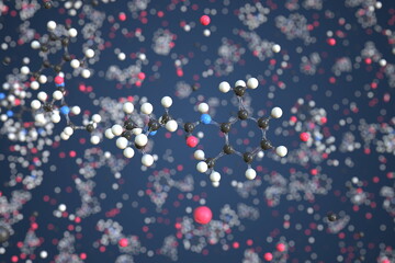 Lidocaine molecule. Conceptual molecular model. Chemical 3d rendering