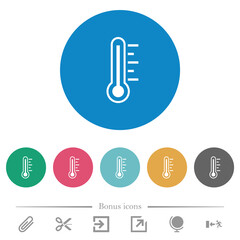 Thermometer warm temperature flat round icons