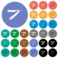 Straight razor round flat multi colored icons