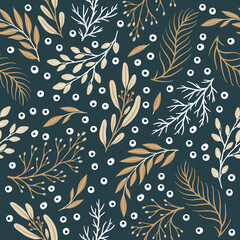 Garden flower, plants ,botanical ,seamless pattern vector design for cover, fabric, interior decor. Cute pattern with plant branch.