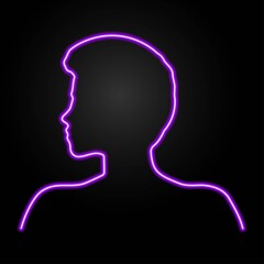 Silhouette girl, neon sign, modern glowing banner design, colorful trend of modern design on a black background. Vector illustration.