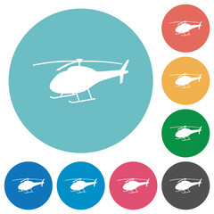 Helicopter silhouette flat round icons