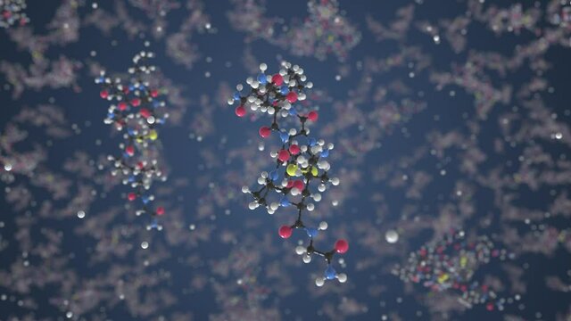 Oxytocin molecule. Molecular model. Looping seamless 3d animation
