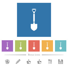 Shovel flat white icons in square backgrounds