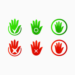 Hand check icon or symbol asset