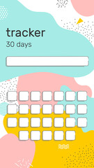 Trendy Tracker 30 days Vector template