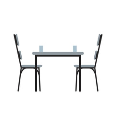 Chair and table vector. Social distancing sign.