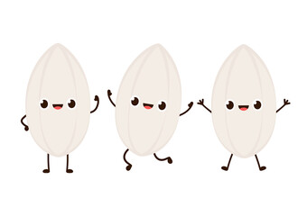 Obraz premium Rice character design. rice vector on white background. rice seed.