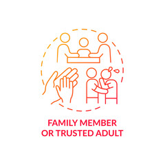 Family member and trusted adult concept icon. Reporting cyberharassment idea thin line illustration. Encouraging children to talk about problems. Vector isolated outline RGB color drawing