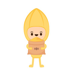 Rice character design. rice vector on white background. rice seed. Rice sack vector.