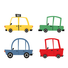 Car cartoon set. Taxi cartoon vector. Car cartoon on white background.