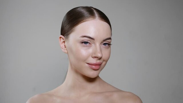 Beauty woman face healthy clean fresh skin beauty female model skin care
