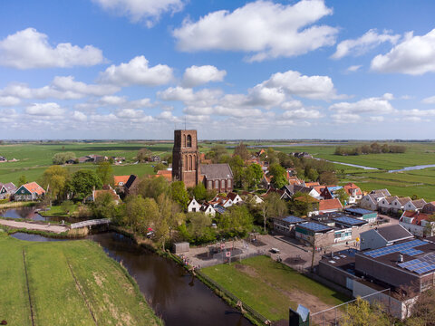 Dutch village Ransdorp with beautiful church on a cloudy day