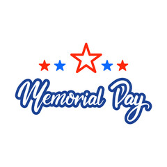 Memorial Day  with star and element symbol , isolated on white background , Vector illustration EPS 10