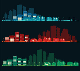 City Skyline Colored Sets, City Districts Banners