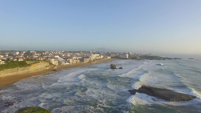 Aerial view of the beach town of Biarritz, France, Europe
