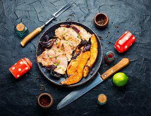 Baked pork with batata