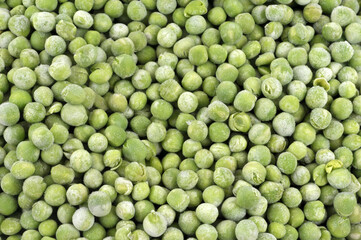 Petits pois surgelés en gros plan