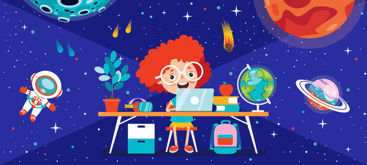 Naklejka premium Concept Of Computer Technology For Education And Business