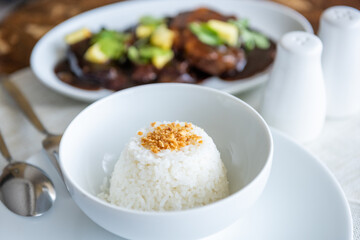 Authentic Filipino cuisine Garlic Rice with Pork Humba