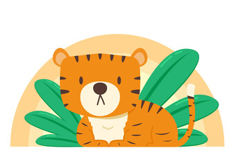 Naklejka na ściany i meble Tiger cartoon vector. Tiger character design. Happy Chinese new year 2022. Year of tiger.
