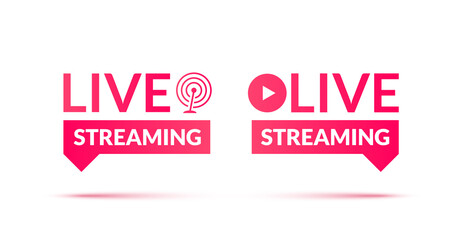 Set of live streaming and live webinar icons. Vector illustration