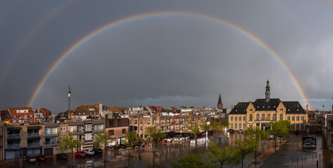 rainbow over the city