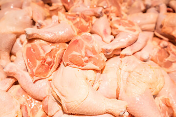 Raw chicken meat in the supermarket